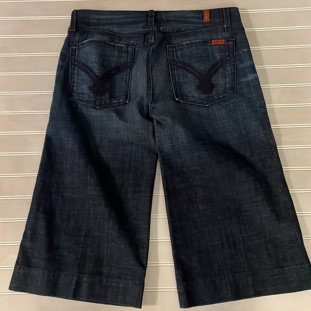 7 for All Mankind Camilla Wide Leg/Gaucho/Crop Jeans in Dark Seville - Picture 12 of 16